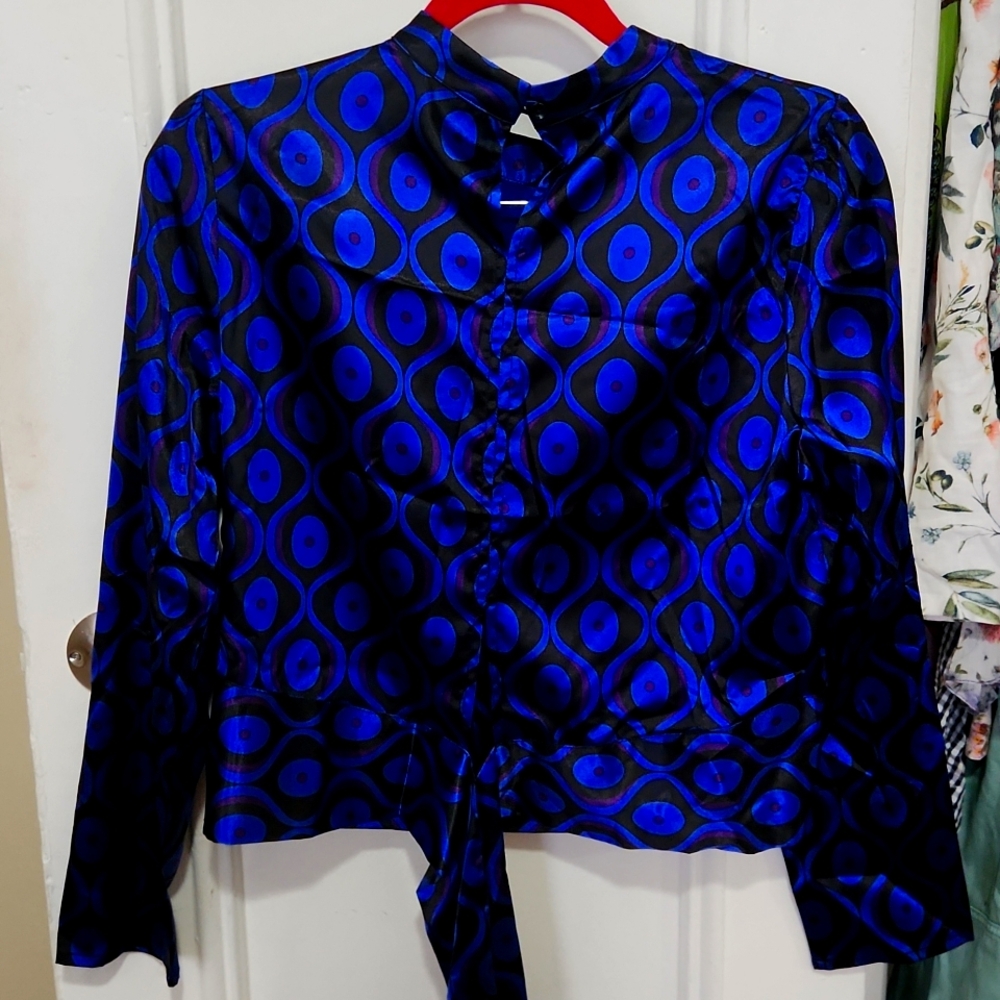 Blue Patterned Women's Top - Picture 2 of 2